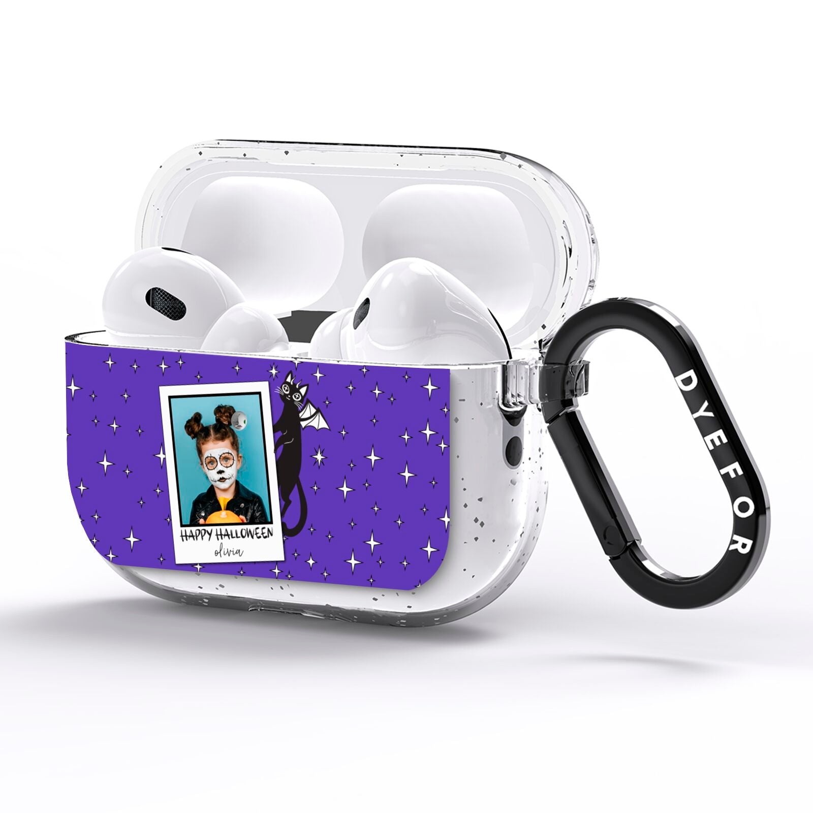 Personalised Photo Halloween AirPods Pro Glitter Case Side Image