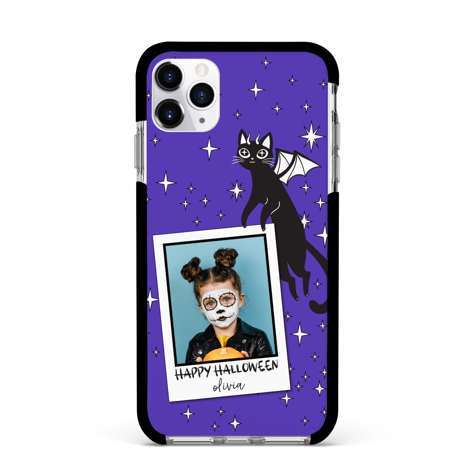 Personalised Photo Halloween Apple iPhone 11 Pro Max in Silver with Black Impact Case