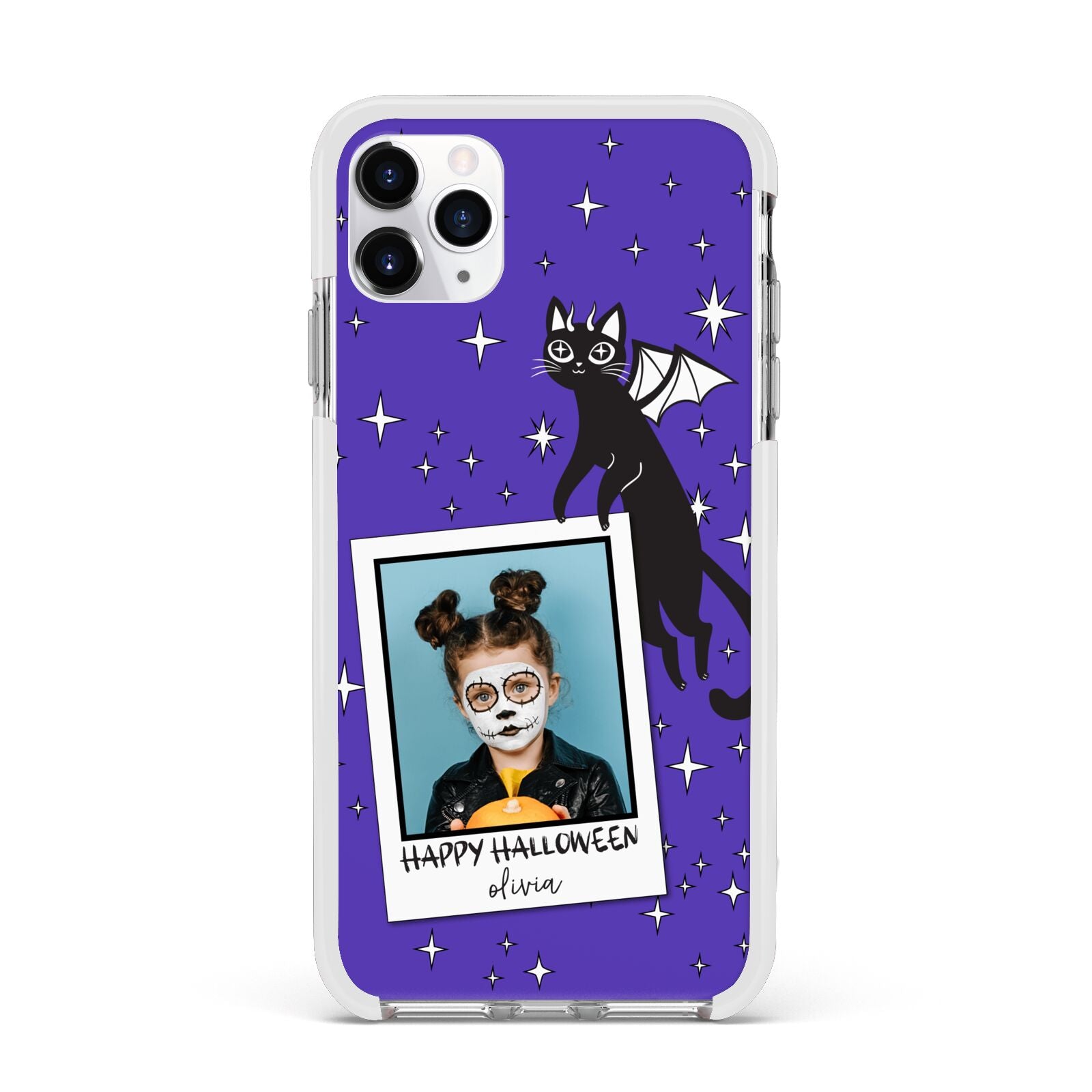 Personalised Photo Halloween Apple iPhone 11 Pro Max in Silver with White Impact Case