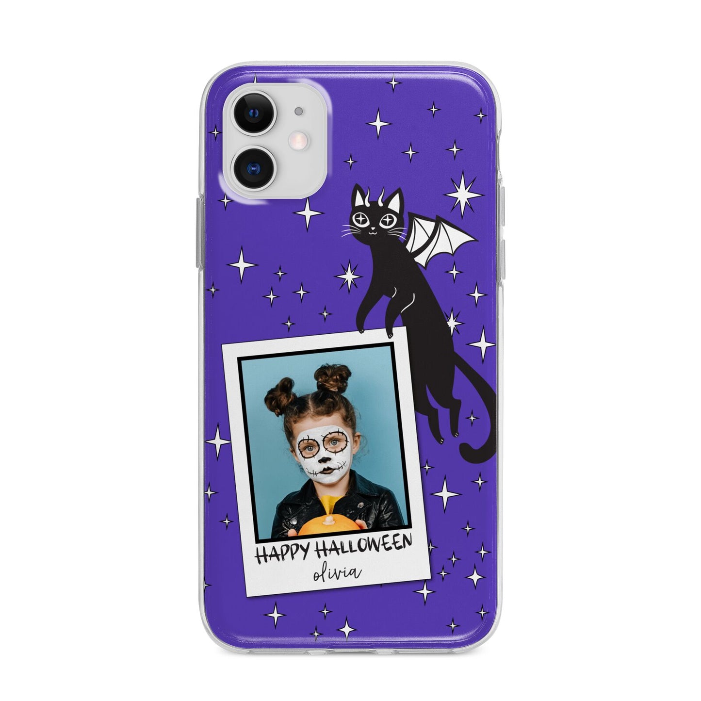 Personalised Photo Halloween Apple iPhone 11 in White with Bumper Case