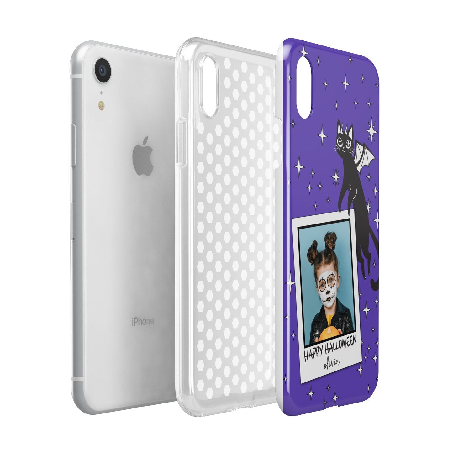 Personalised Photo Halloween Apple iPhone XR White 3D Tough Case Expanded view