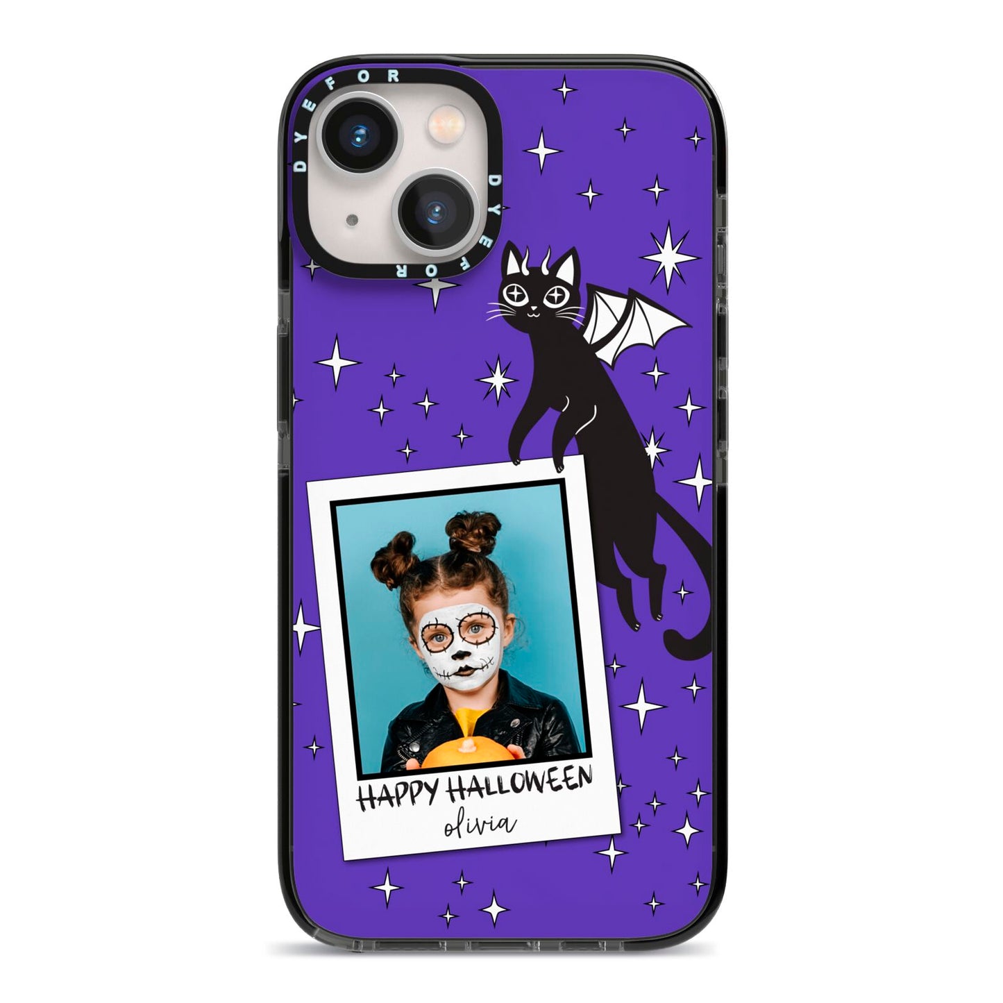 Personalised Photo Halloween iPhone 13 Black Impact Case on Silver phone