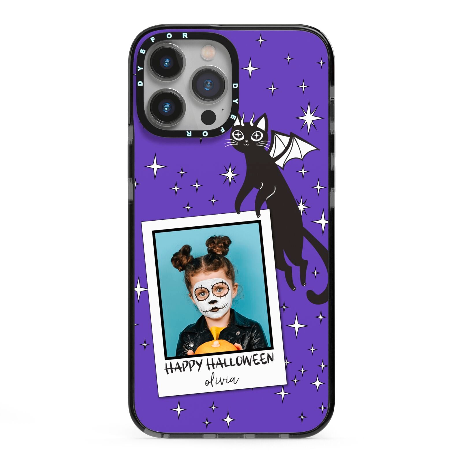 Personalised Photo Halloween iPhone 13 Pro Max Black Impact Case on Silver phone