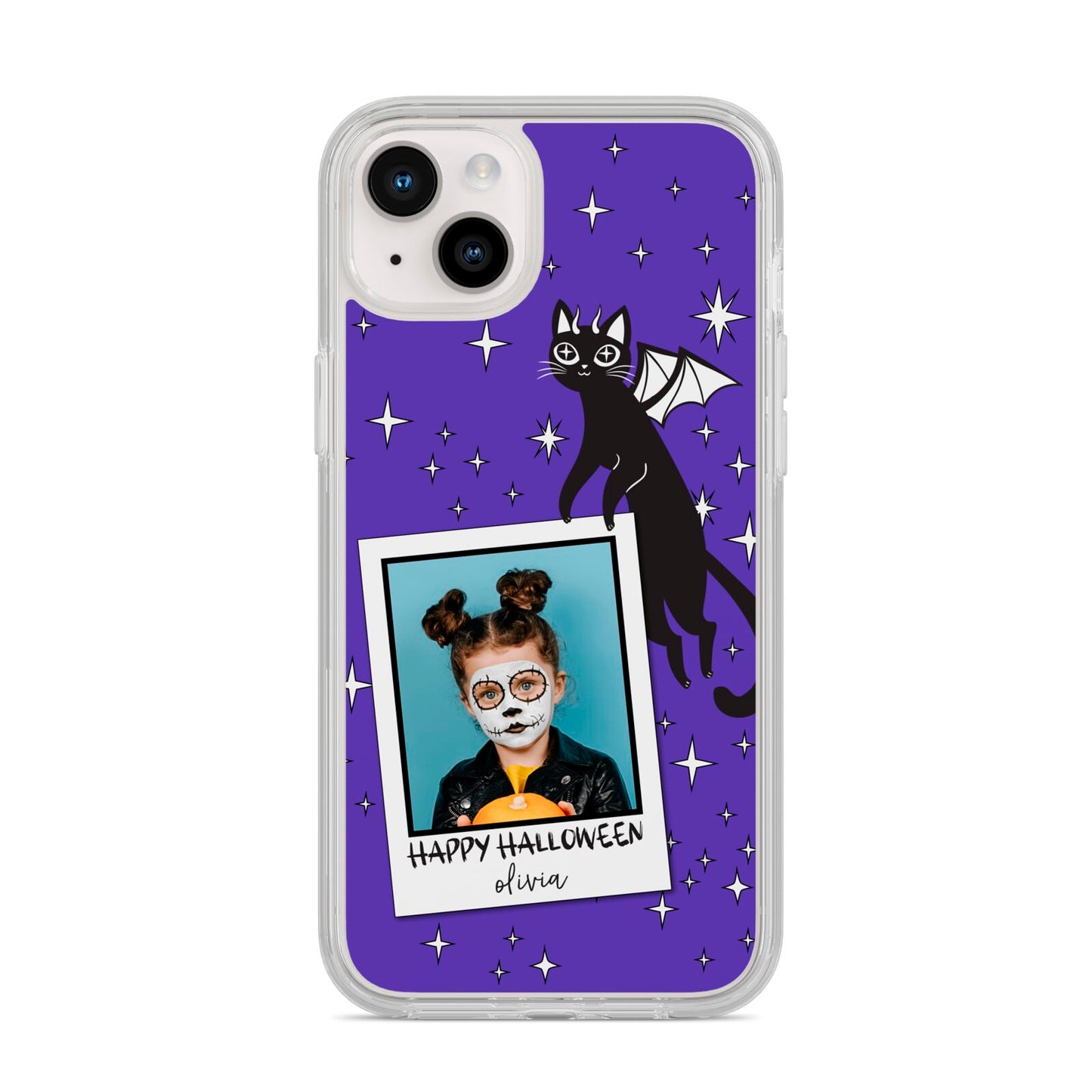 Personalised Photo Halloween iPhone 14 Plus Clear Tough Case Starlight
