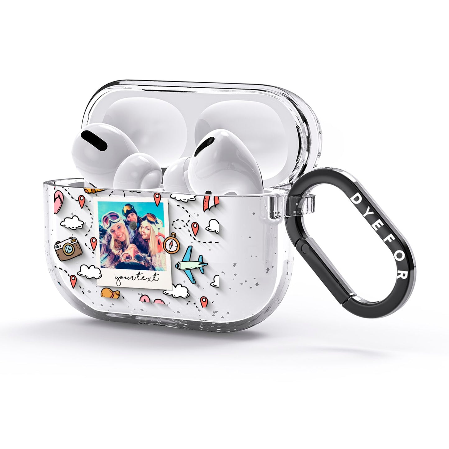 Personalised Photo Holiday AirPods Glitter Case 3rd Gen Side Image
