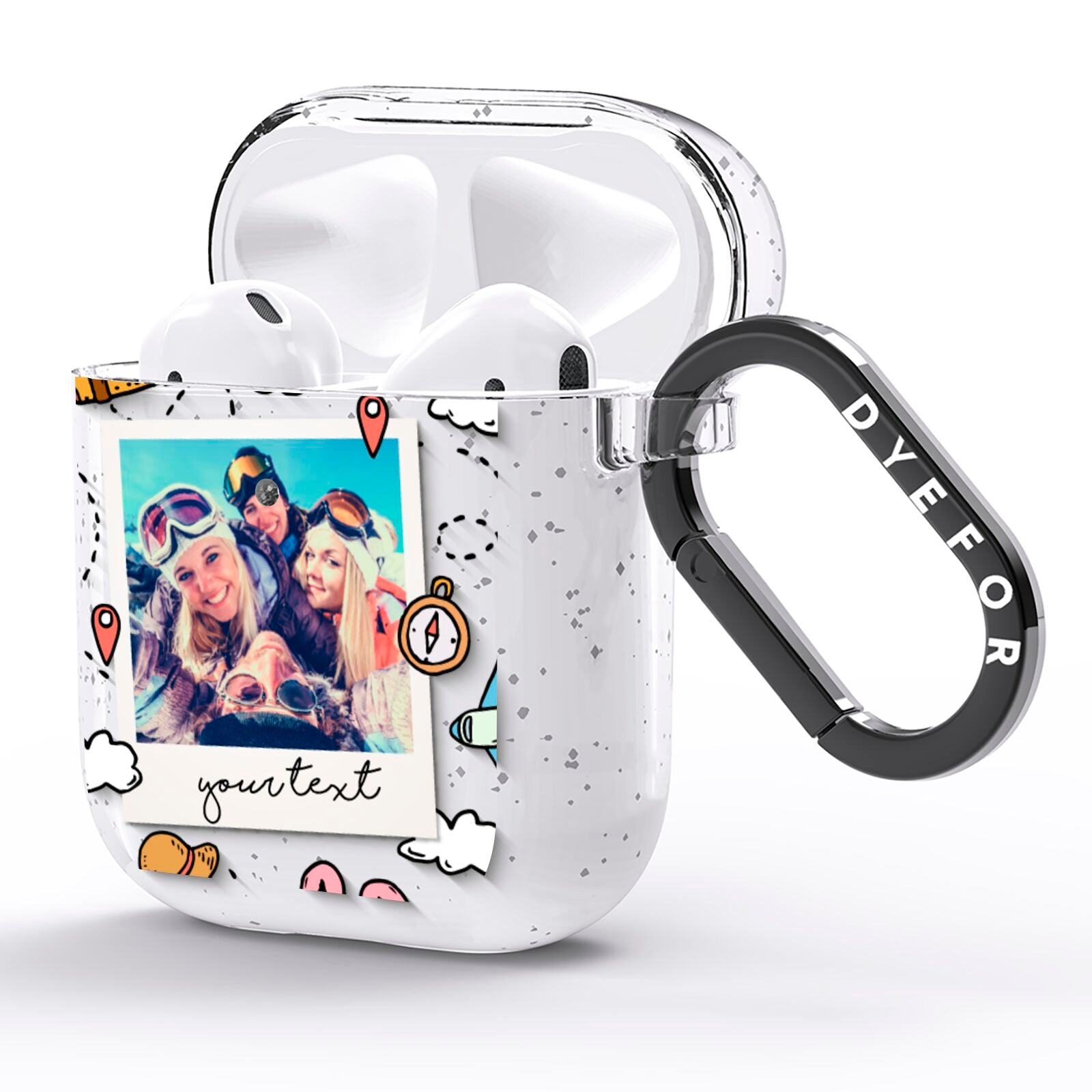 Personalised Photo Holiday AirPods Glitter Case Side Image