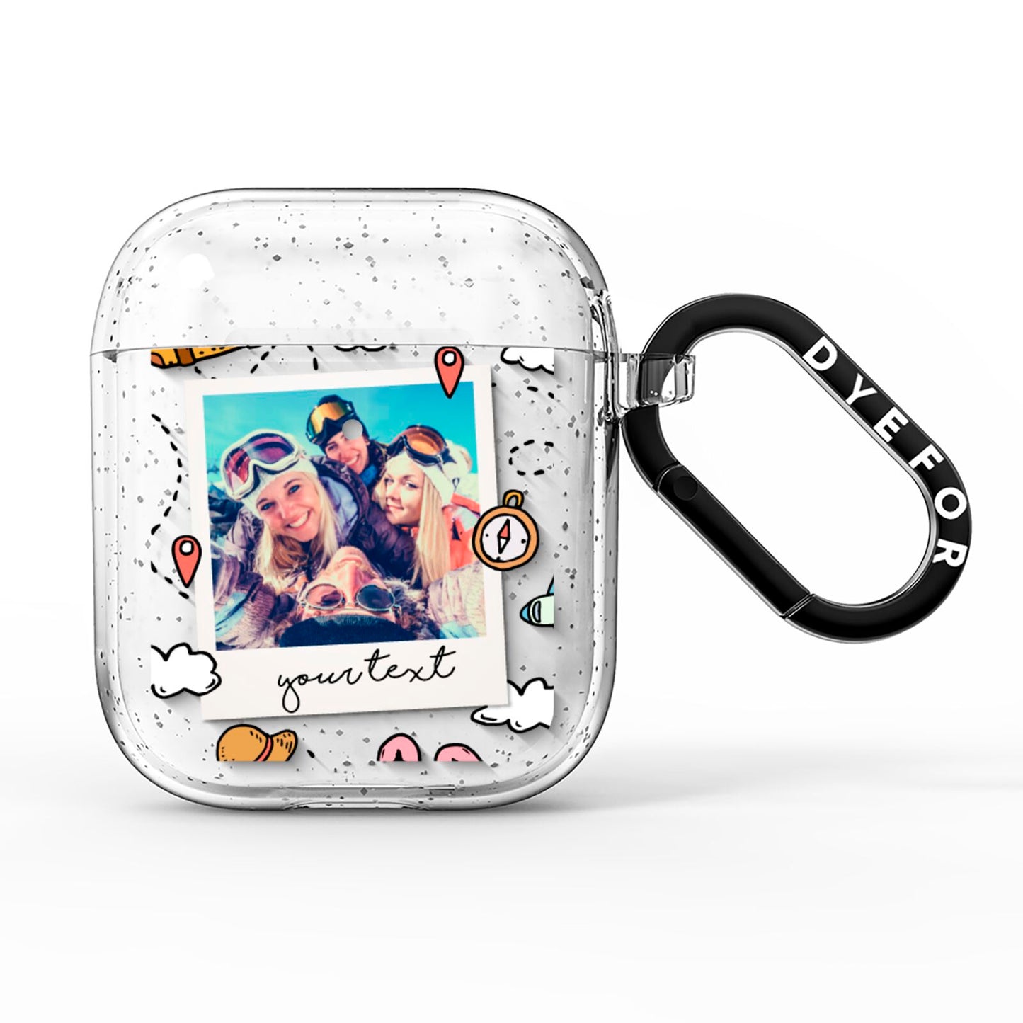 Personalised Photo Holiday AirPods Glitter Case