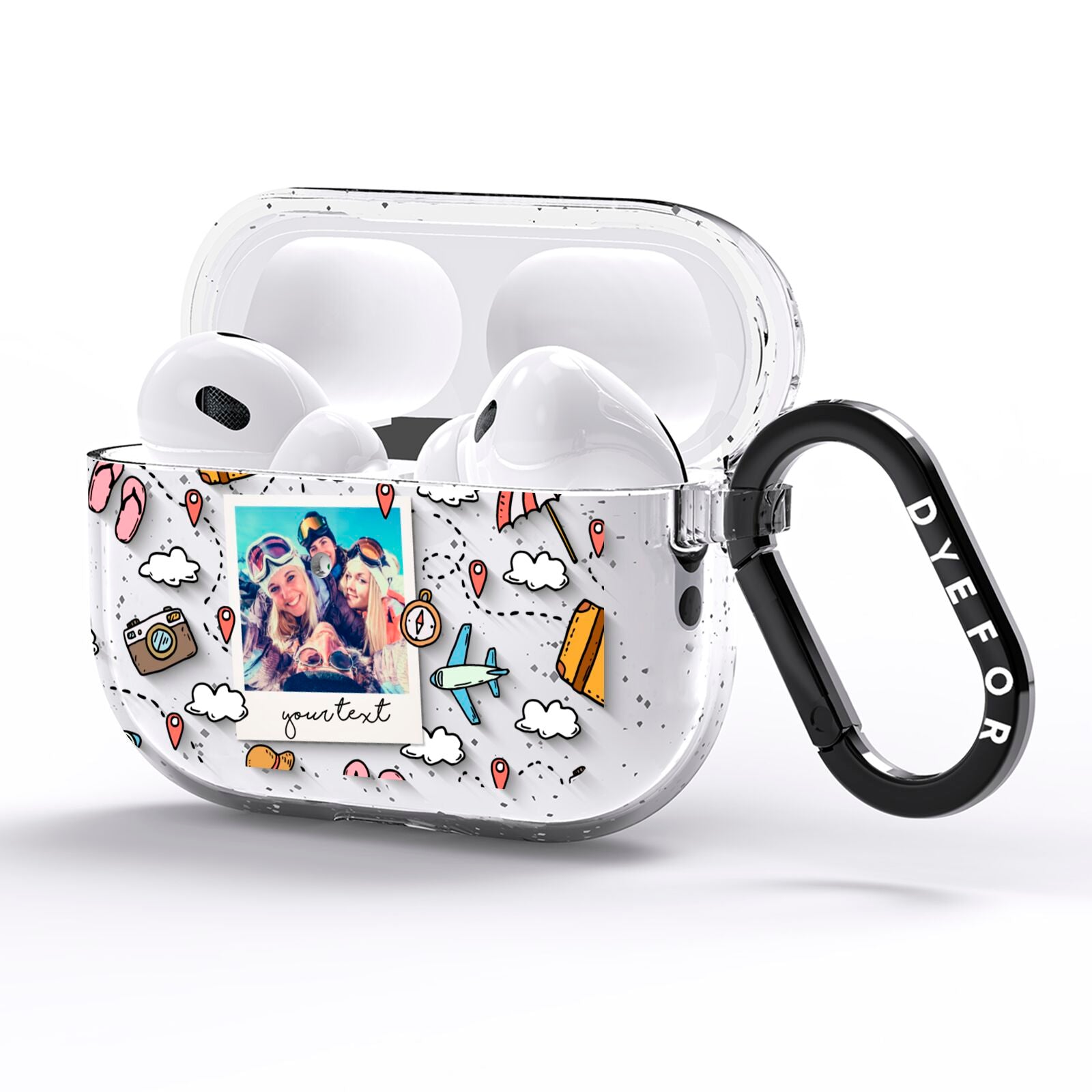 Personalised Photo Holiday AirPods Pro Glitter Case Side Image
