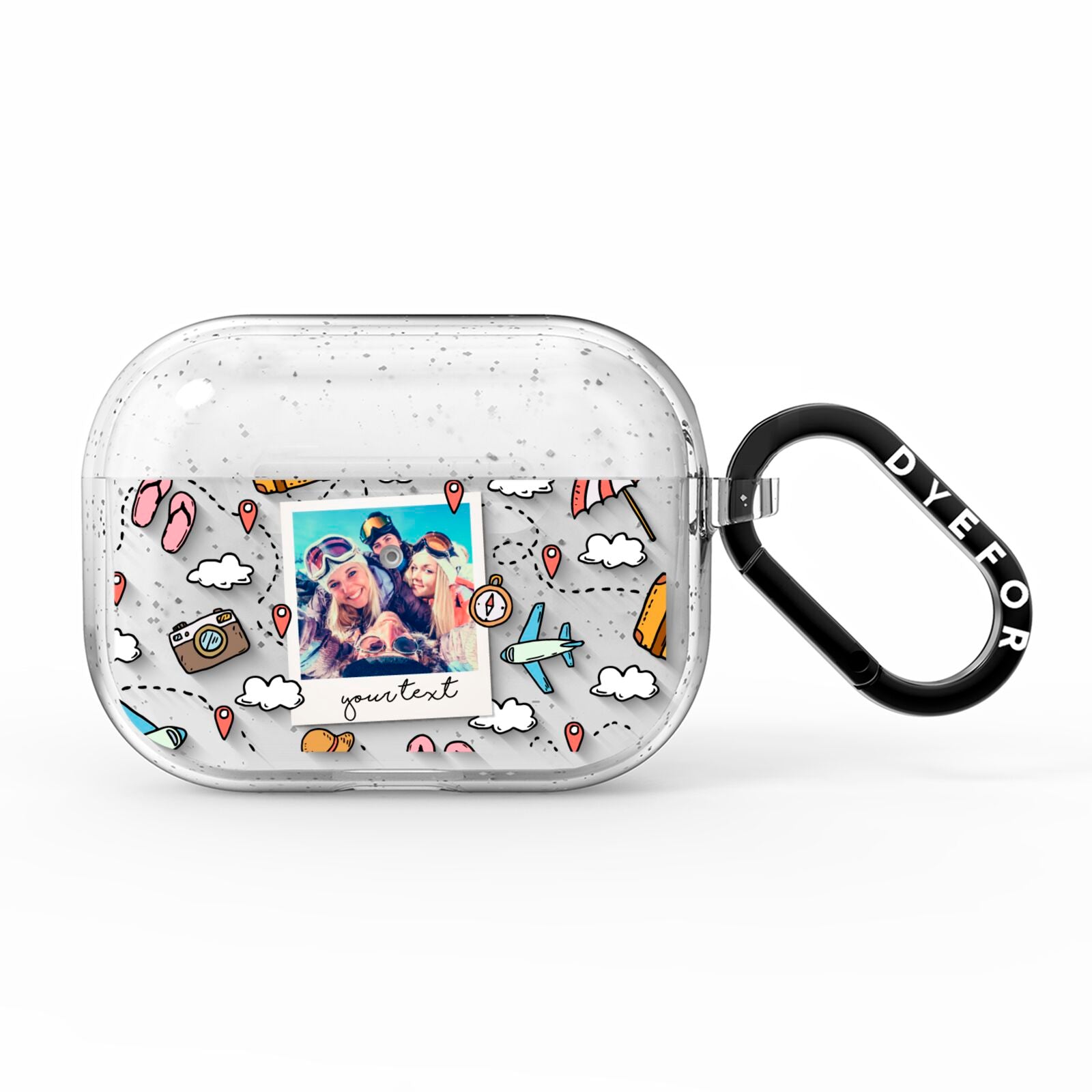 Personalised Photo Holiday AirPods Pro Glitter Case