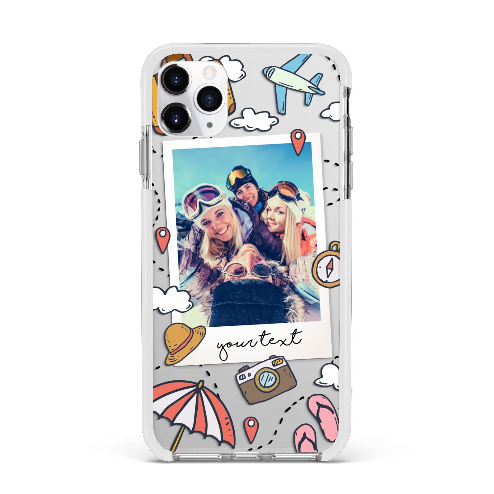 Personalised Photo Holiday Apple iPhone 11 Pro Max in Silver with White Impact Case