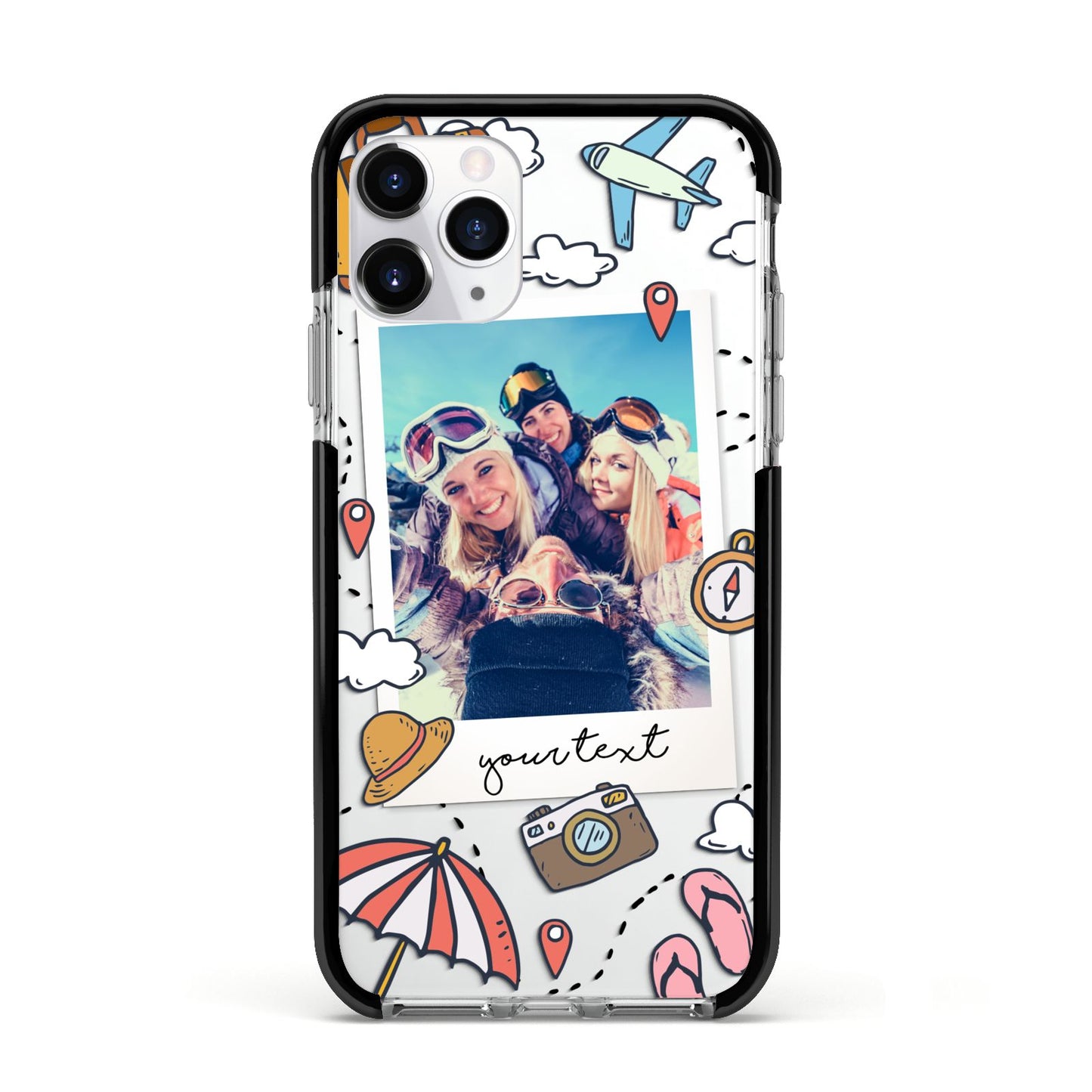 Personalised Photo Holiday Apple iPhone 11 Pro in Silver with Black Impact Case