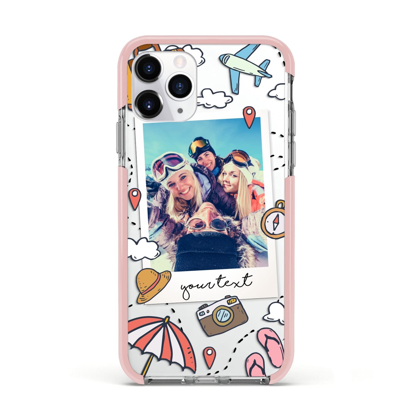Personalised Photo Holiday Apple iPhone 11 Pro in Silver with Pink Impact Case