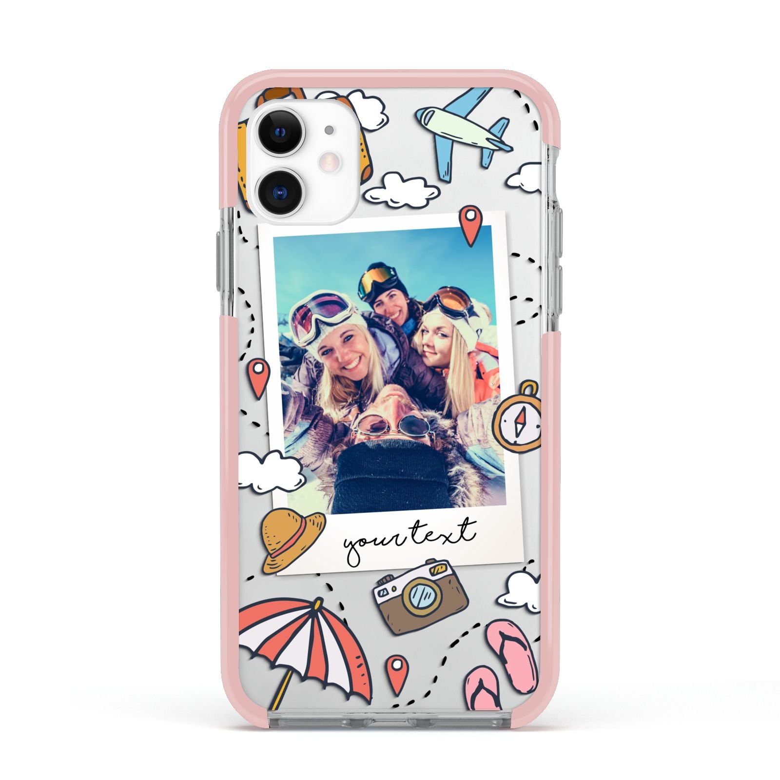 Personalised Photo Holiday Apple iPhone 11 in White with Pink Impact Case