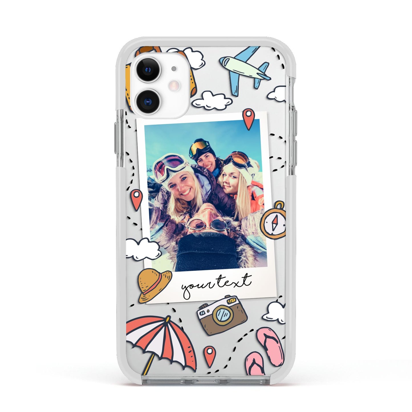Personalised Photo Holiday Apple iPhone 11 in White with White Impact Case