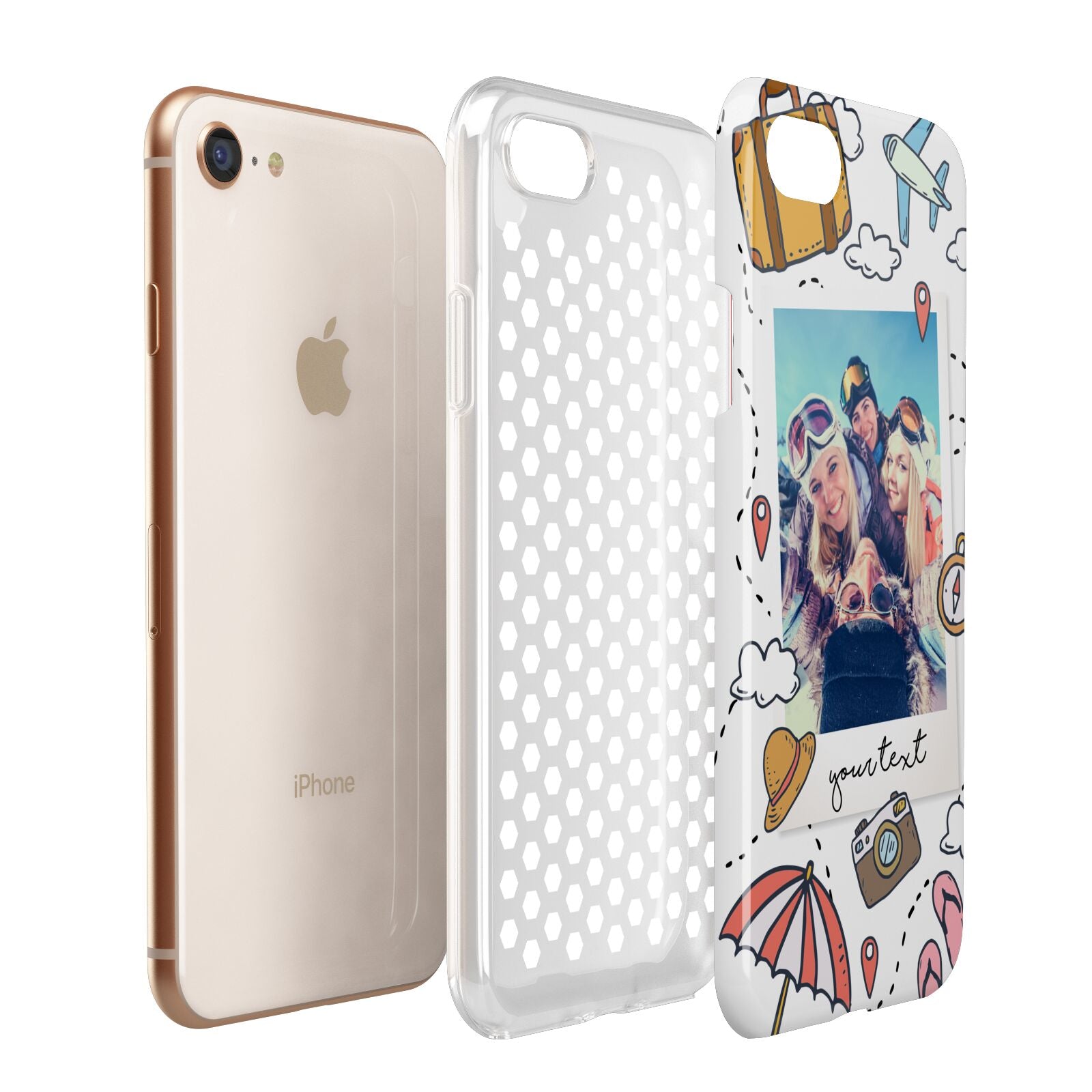 Personalised Photo Holiday Apple iPhone 7 8 3D Tough Case Expanded View