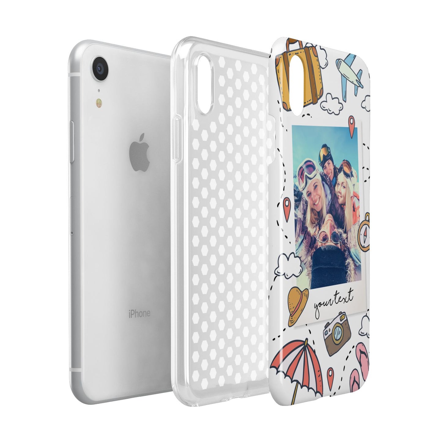 Personalised Photo Holiday Apple iPhone XR White 3D Tough Case Expanded view