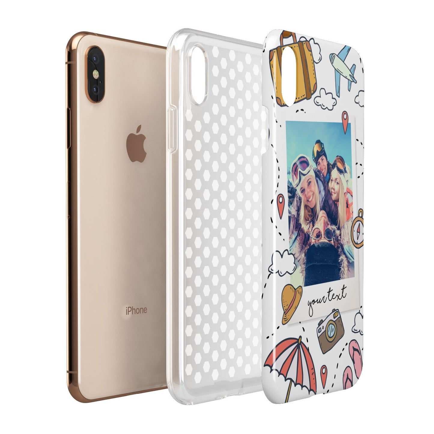 Personalised Photo Holiday Apple iPhone Xs Max 3D Tough Case Expanded View