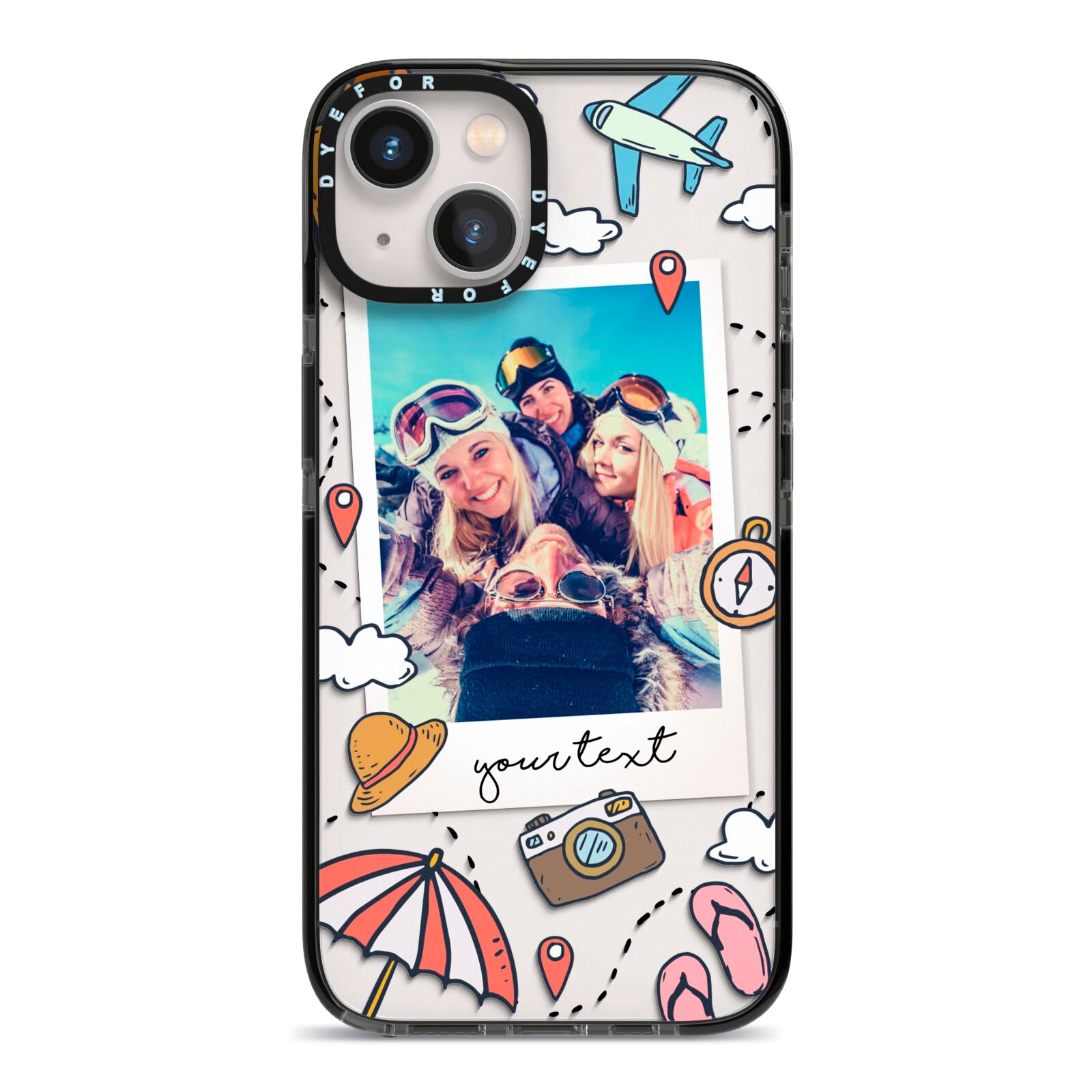 Personalised Photo Holiday iPhone 13 Black Impact Case on Silver phone