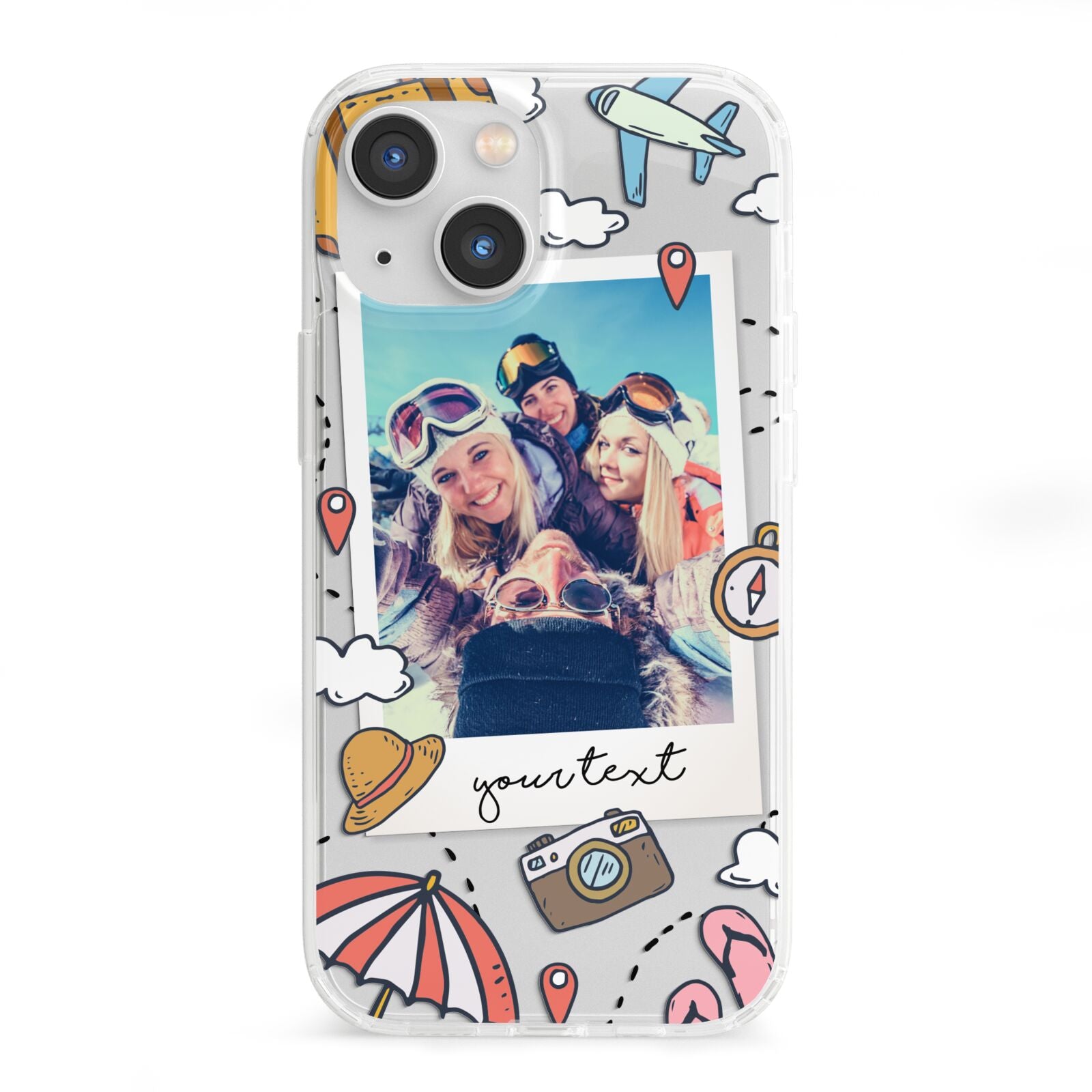 Personalised Photo Holiday iPhone 13 Mini Clear Bumper Case