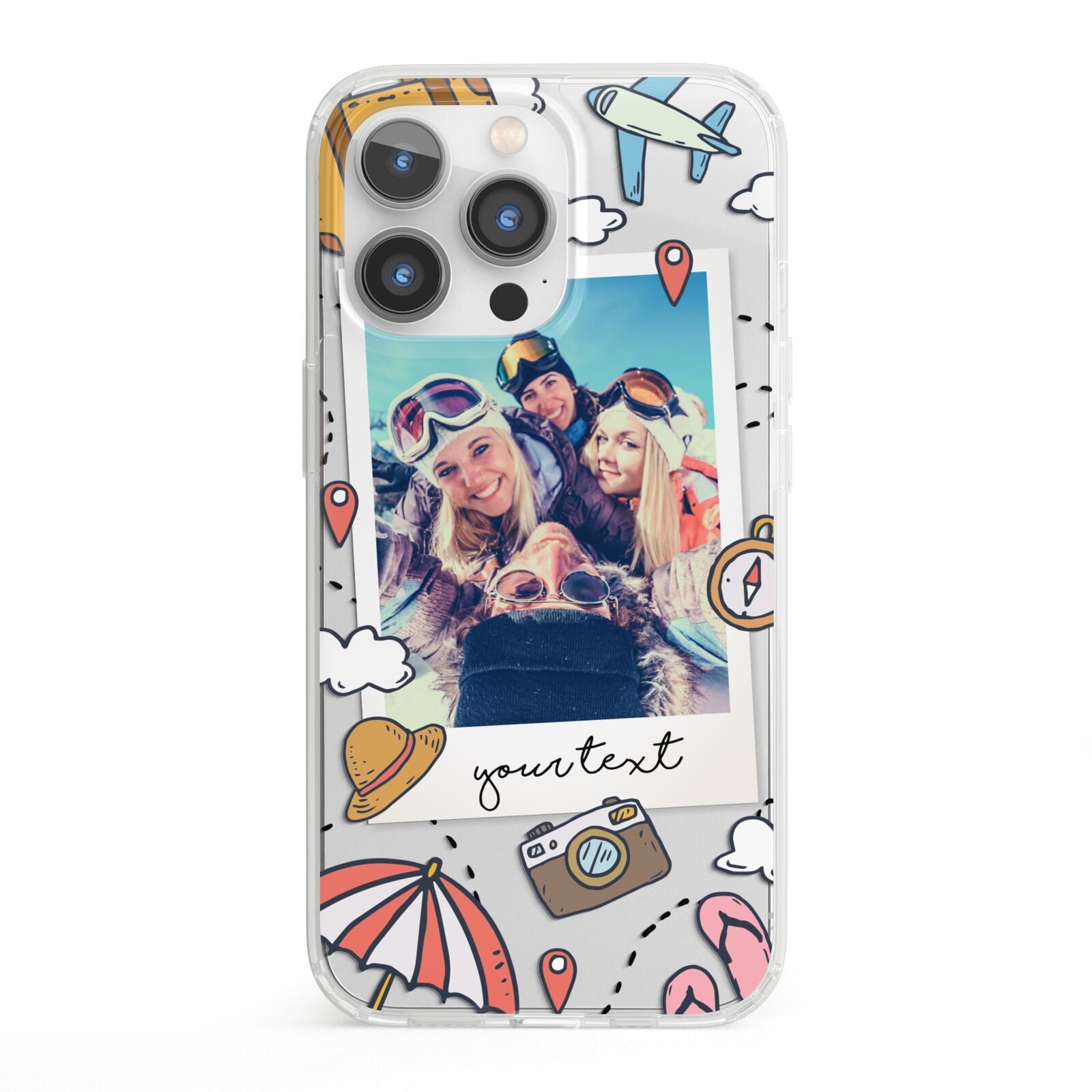 Personalised Photo Holiday iPhone 13 Pro Clear Bumper Case