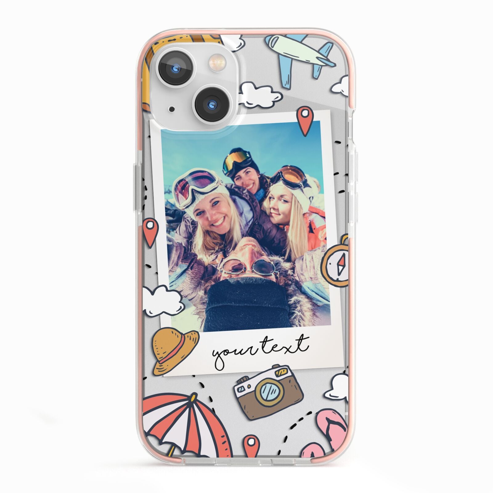 Personalised Photo Holiday iPhone 13 TPU Impact Case with Pink Edges