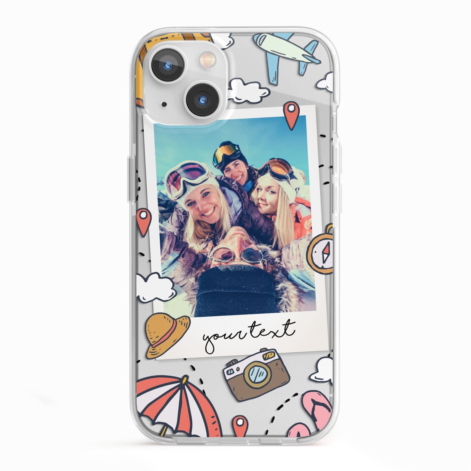 Personalised Photo Holiday iPhone 13 TPU Impact Case with White Edges