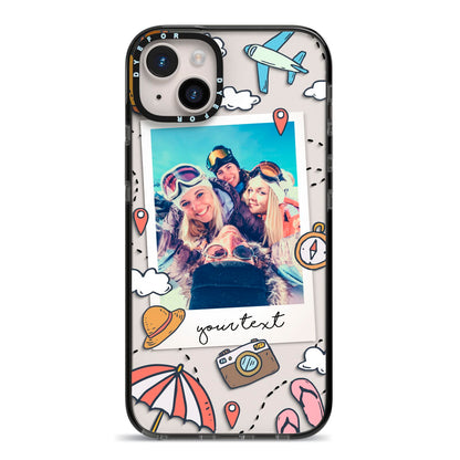 Personalised Photo Holiday iPhone 14 Plus Black Impact Case on Silver phone