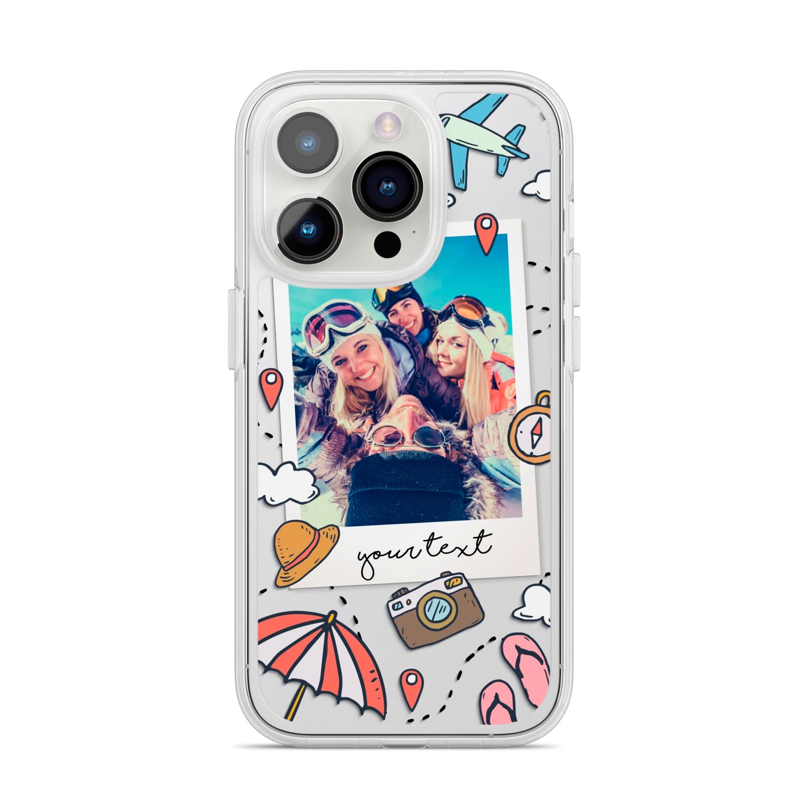 Personalised Photo Holiday iPhone 14 Pro Clear Tough Case Silver