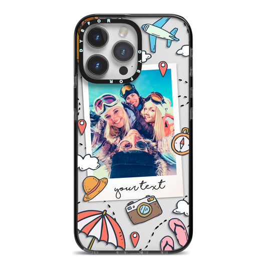 Personalised Photo Holiday iPhone 14 Pro Max Black Impact Case on Silver phone
