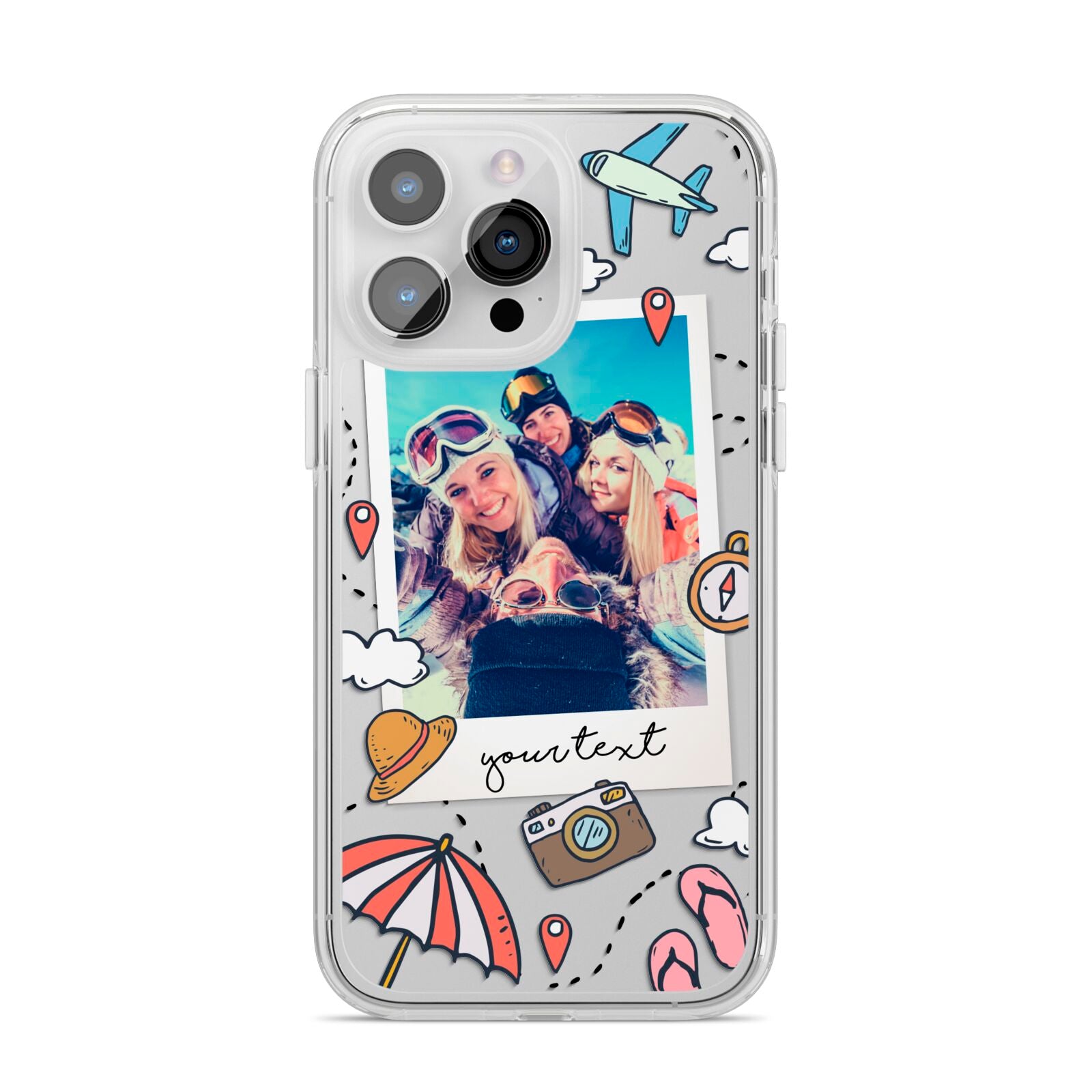 Personalised Photo Holiday iPhone 14 Pro Max Clear Tough Case Silver