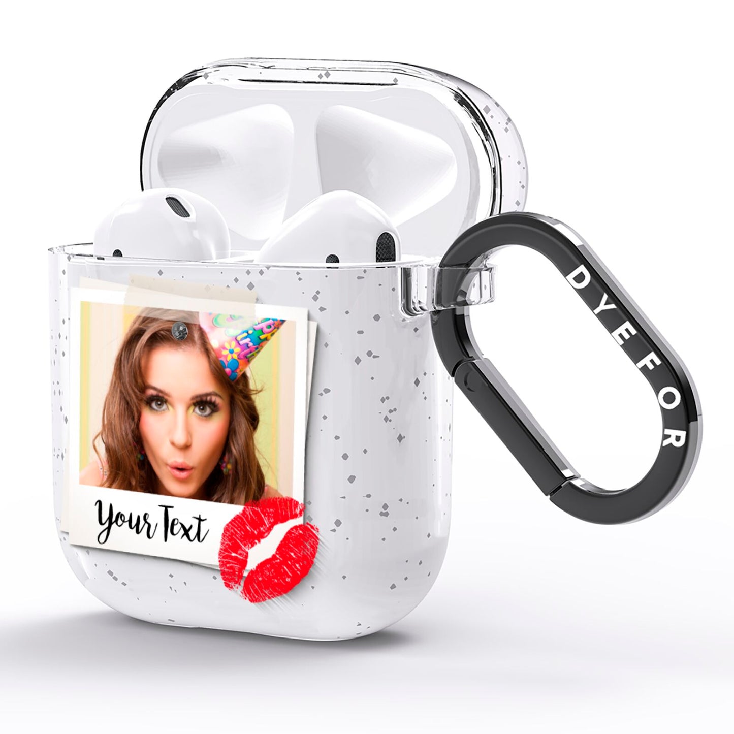 Personalised Photo Kiss AirPods Glitter Case Side Image