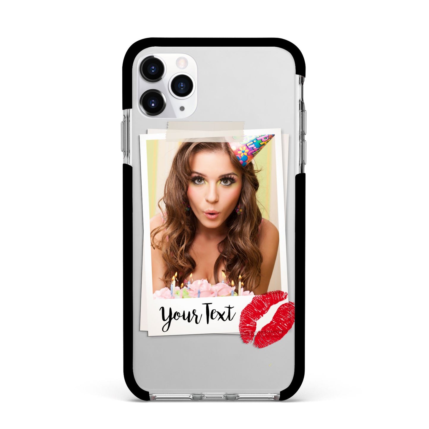 Personalised Photo Kiss Apple iPhone 11 Pro Max in Silver with Black Impact Case