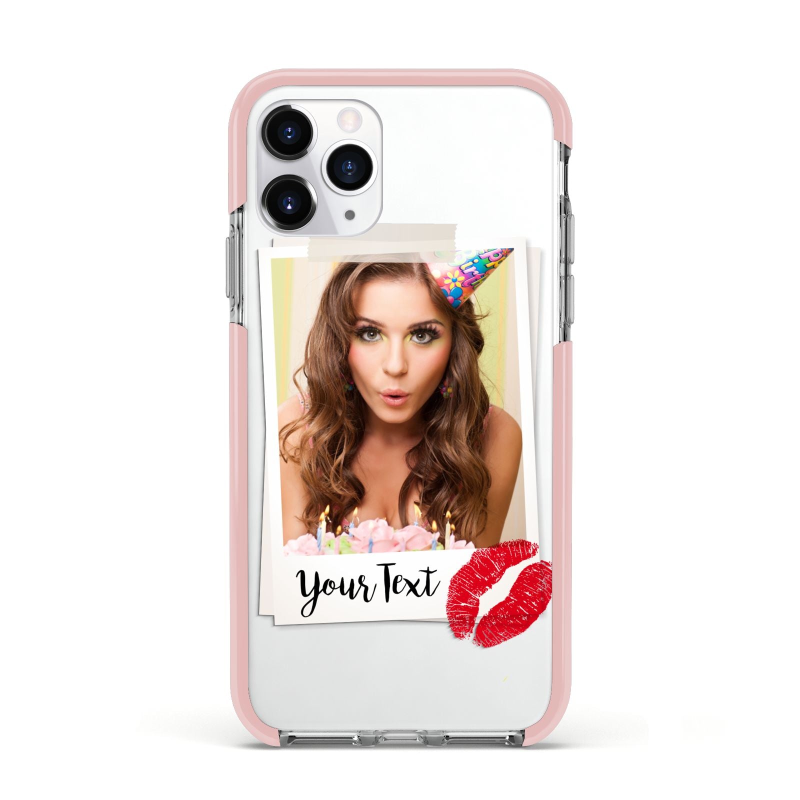 Personalised Photo Kiss Apple iPhone 11 Pro in Silver with Pink Impact Case