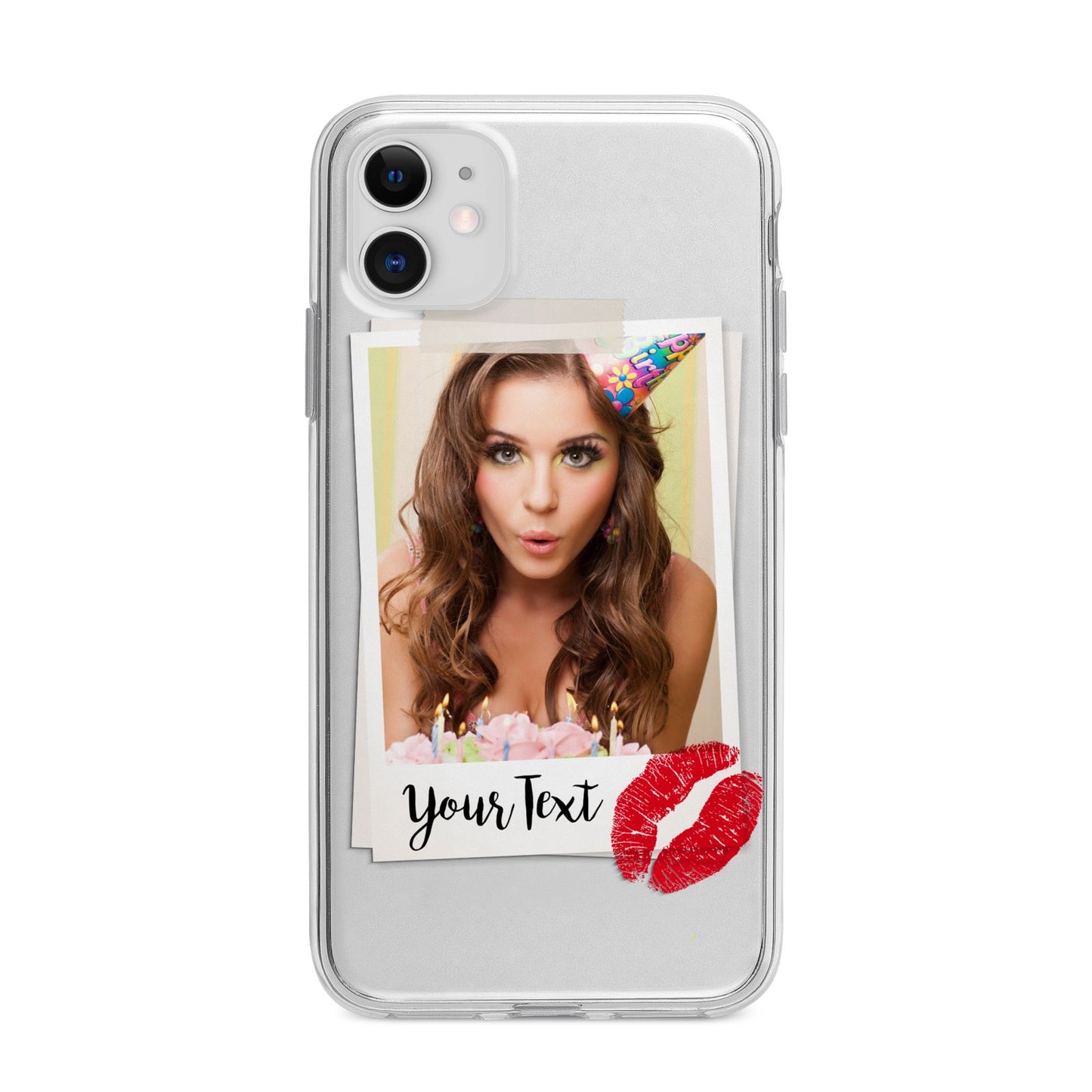 Personalised Photo Kiss Apple iPhone 11 in White with Bumper Case