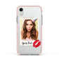 Personalised Photo Kiss Apple iPhone XR Impact Case Pink Edge on Silver Phone