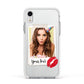 Personalised Photo Kiss Apple iPhone XR Impact Case White Edge on Silver Phone
