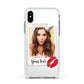 Personalised Photo Kiss Apple iPhone Xs Impact Case White Edge on Silver Phone