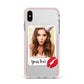 Personalised Photo Kiss Apple iPhone Xs Max Impact Case Pink Edge on Silver Phone