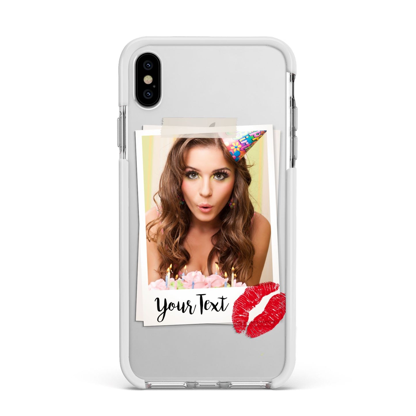 Personalised Photo Kiss Apple iPhone Xs Max Impact Case White Edge on Silver Phone