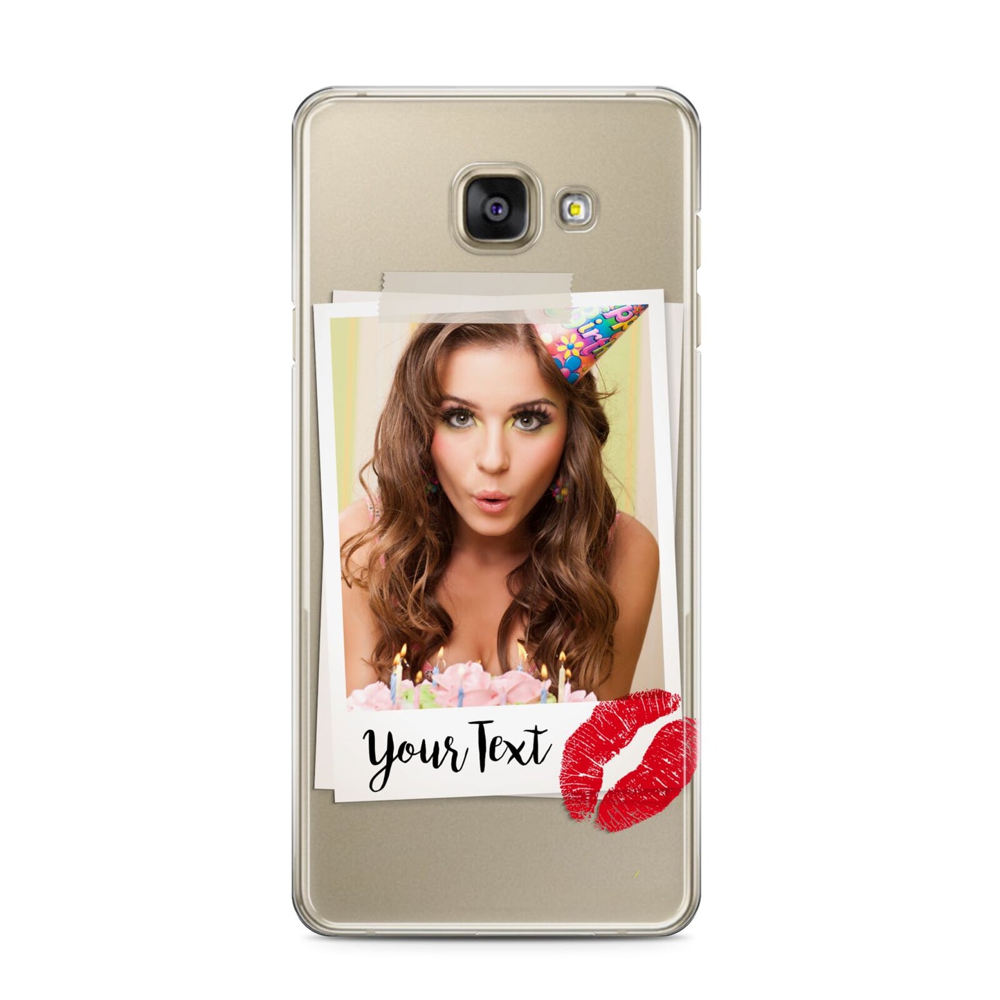 Personalised Photo Kiss Samsung Galaxy A3 2016 Case on gold phone