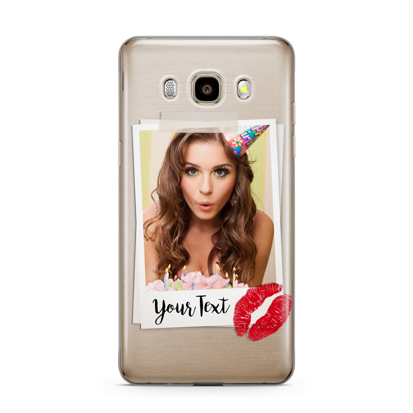 Personalised Photo Kiss Samsung Galaxy J7 2016 Case on gold phone