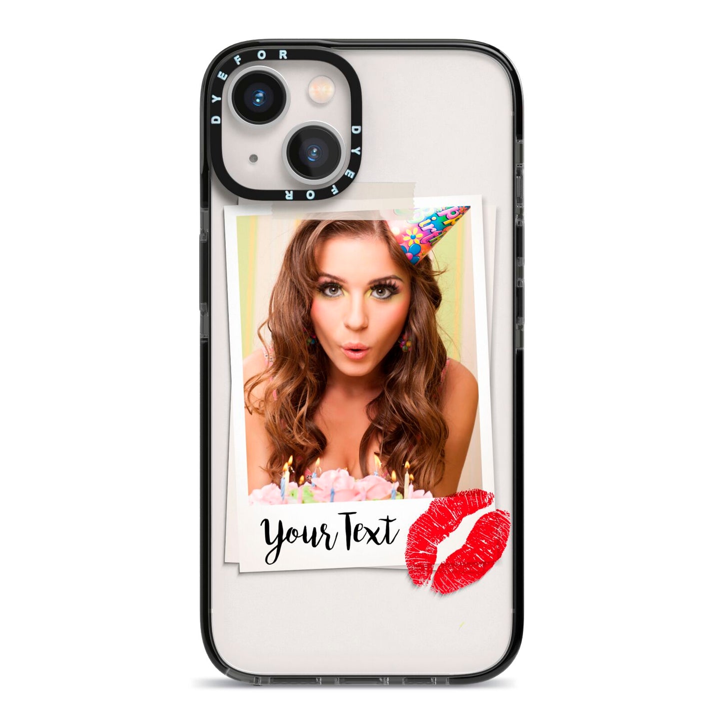 Personalised Photo Kiss iPhone 13 Black Impact Case on Silver phone