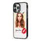 Personalised Photo Kiss iPhone 13 Pro Max Black Impact Case Side Angle on Silver phone