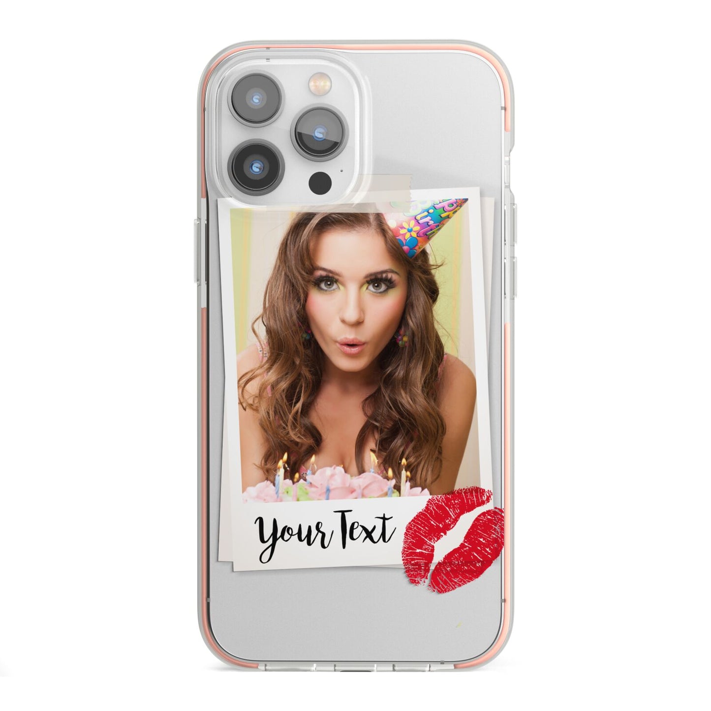Personalised Photo Kiss iPhone 13 Pro Max TPU Impact Case with Pink Edges