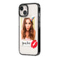 Personalised Photo Kiss iPhone 14 Black Impact Case Side Angle on Silver phone