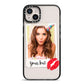Personalised Photo Kiss iPhone 14 Plus Black Impact Case on Silver phone