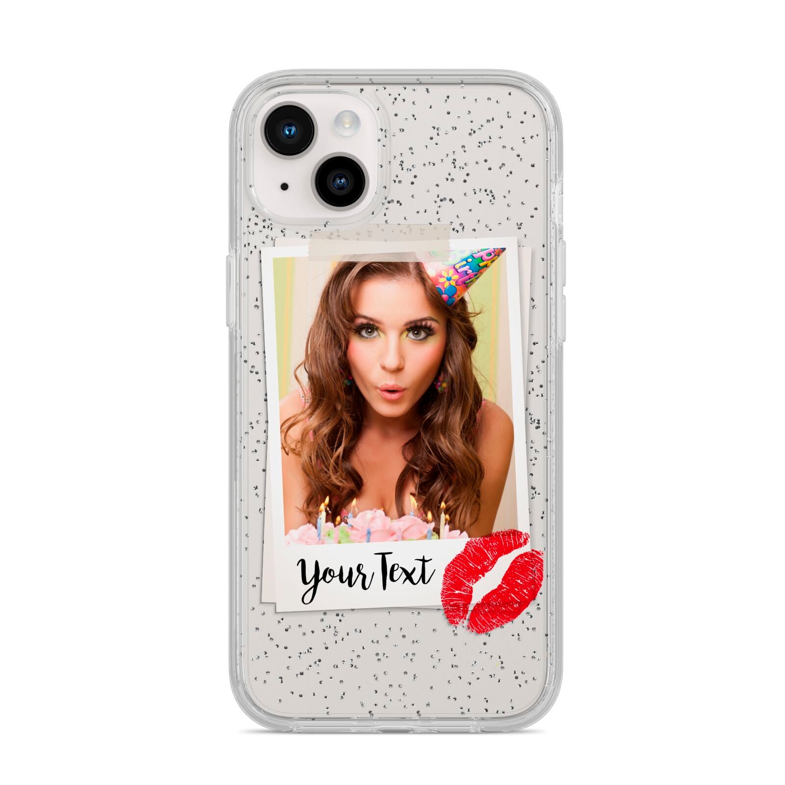 Personalised Photo Kiss iPhone 14 Plus Glitter Tough Case Starlight