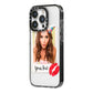 Personalised Photo Kiss iPhone 14 Pro Black Impact Case Side Angle on Silver phone