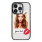 Personalised Photo Kiss iPhone 14 Pro Black Impact Case on Silver phone