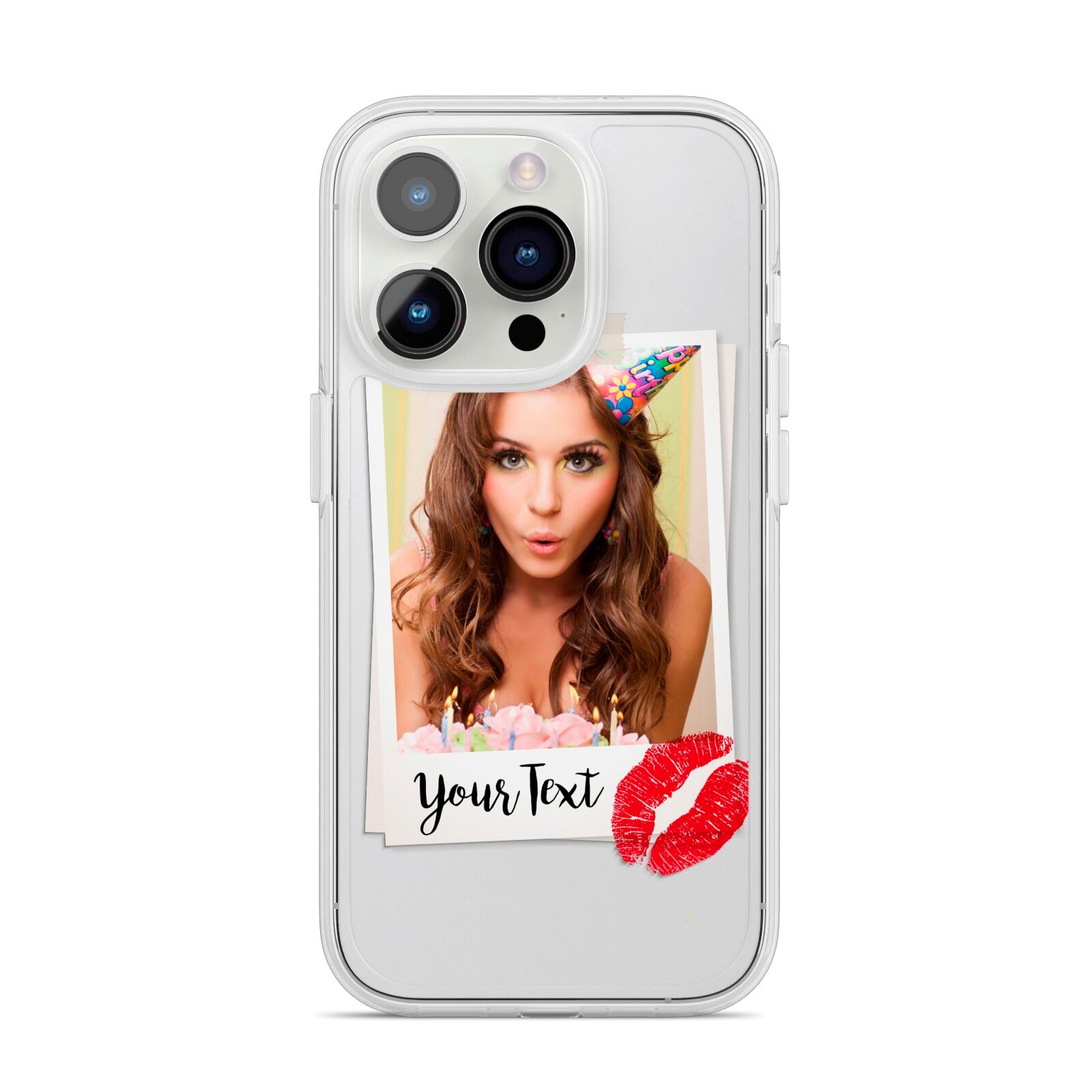 Personalised Photo Kiss iPhone 14 Pro Clear Tough Case Silver